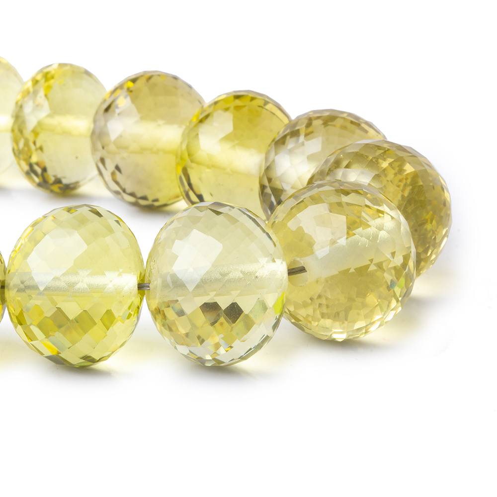 13-16mm Lemon Quartz 2.5mm Large Hole Faceted Rondelles 8 Inch 17 Bead