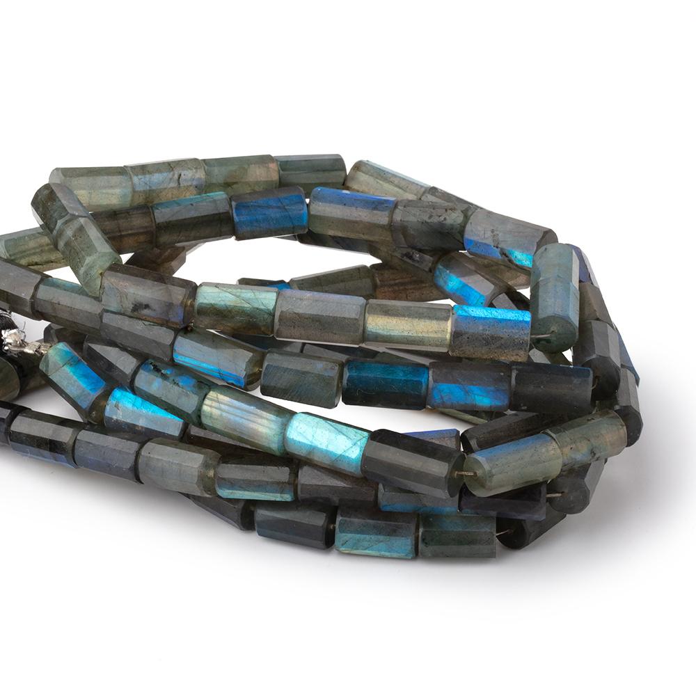 10 - 12mm Labradorite Faceted Tube Beads 16 inch 29 pieces - Beadsofcambay.com