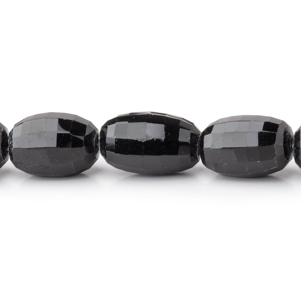 10 - 13mm Black Spinel Checkerboard Faceted Ovals 16 inch 35 Beads - Beadsofcambay.com