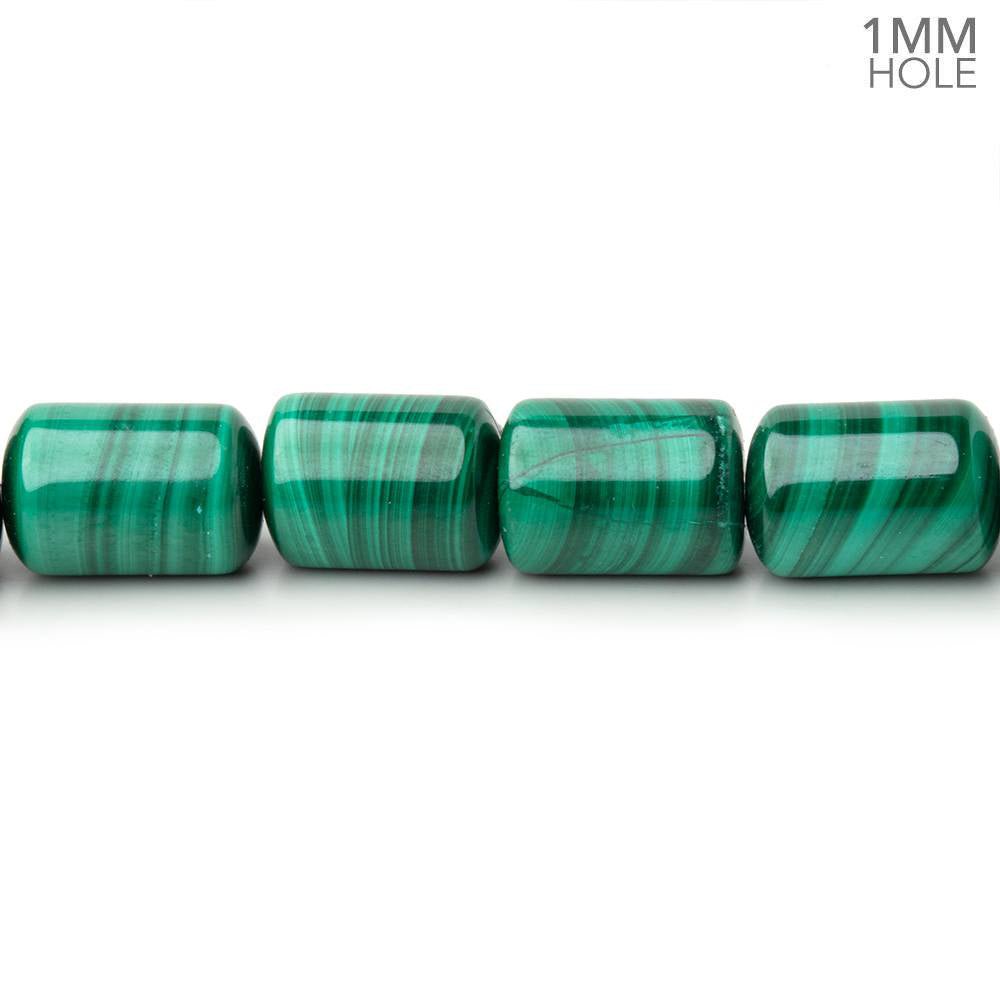 10.5 - 13.5mm Malachite Plain Tube Beads 14.5 inch 32 pieces 1mm Hole - Beadsofcambay.com