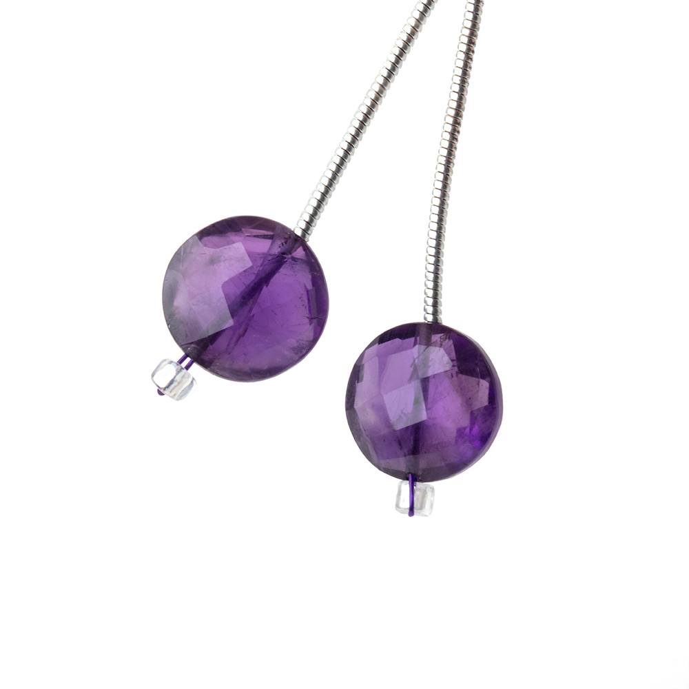 10mm Amethyst Faceted Coin Focals Set of 2 Beads - Beadsofcambay.com