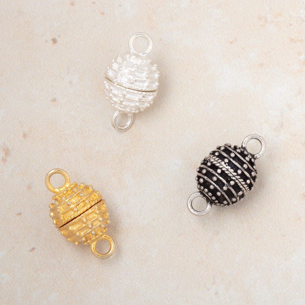 10mm Miligrain Beehive Design Magnetic Clasp 1 piece - Beadsofcambay.com