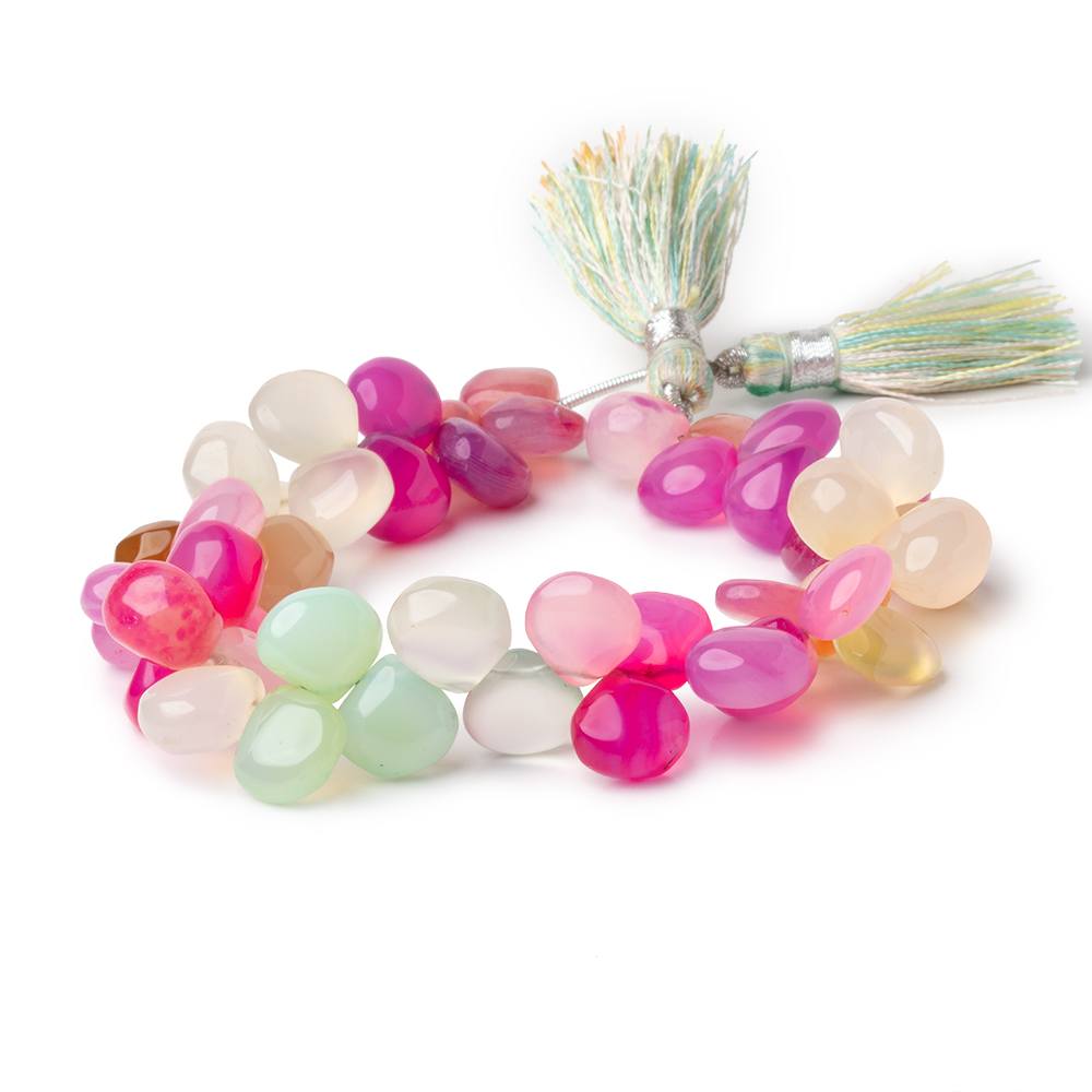 10mm Multi Color Chalcedony Plain Heart Beads 7.5 inch 44 pieces - Beadsofcambay.com