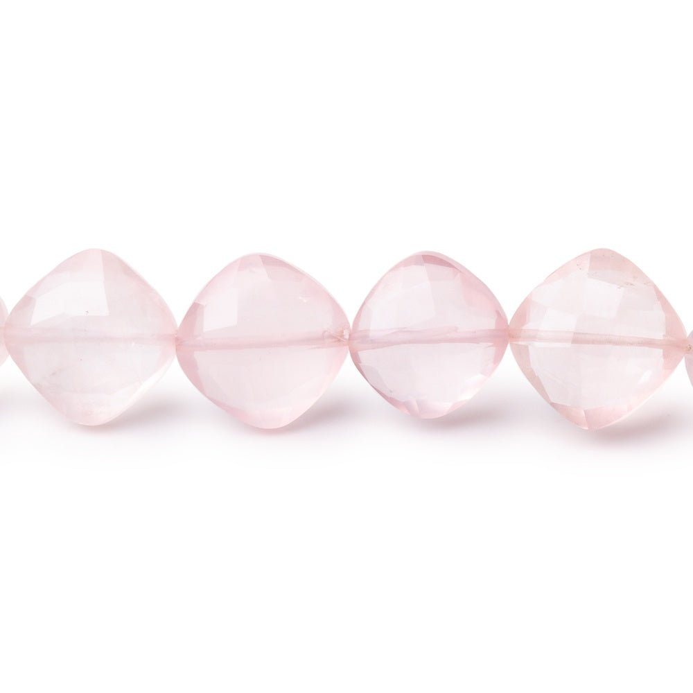 10mm Rose Quartz Faceted Pillow Beads 7.5 inch 17 pieces - Beadsofcambay.com