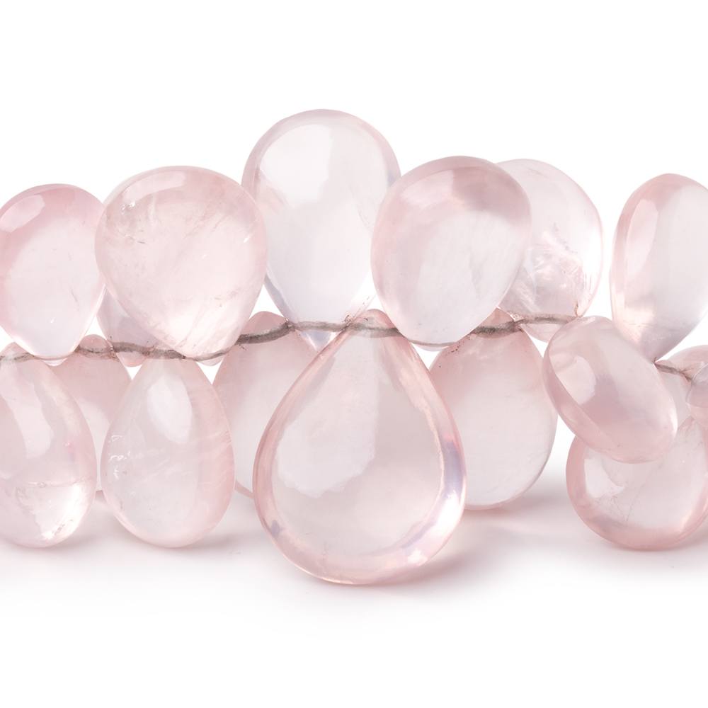 10x7 - 20x16mm Rose Quartz Plain Pear 6 inch 46 Beads AA - Beadsofcambay.com