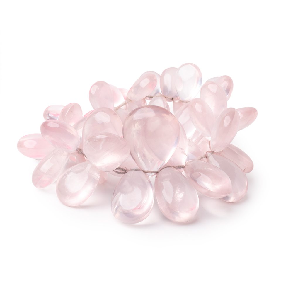 10x7 - 20x16mm Rose Quartz Plain Pear 6 inch 46 Beads AA - Beadsofcambay.com