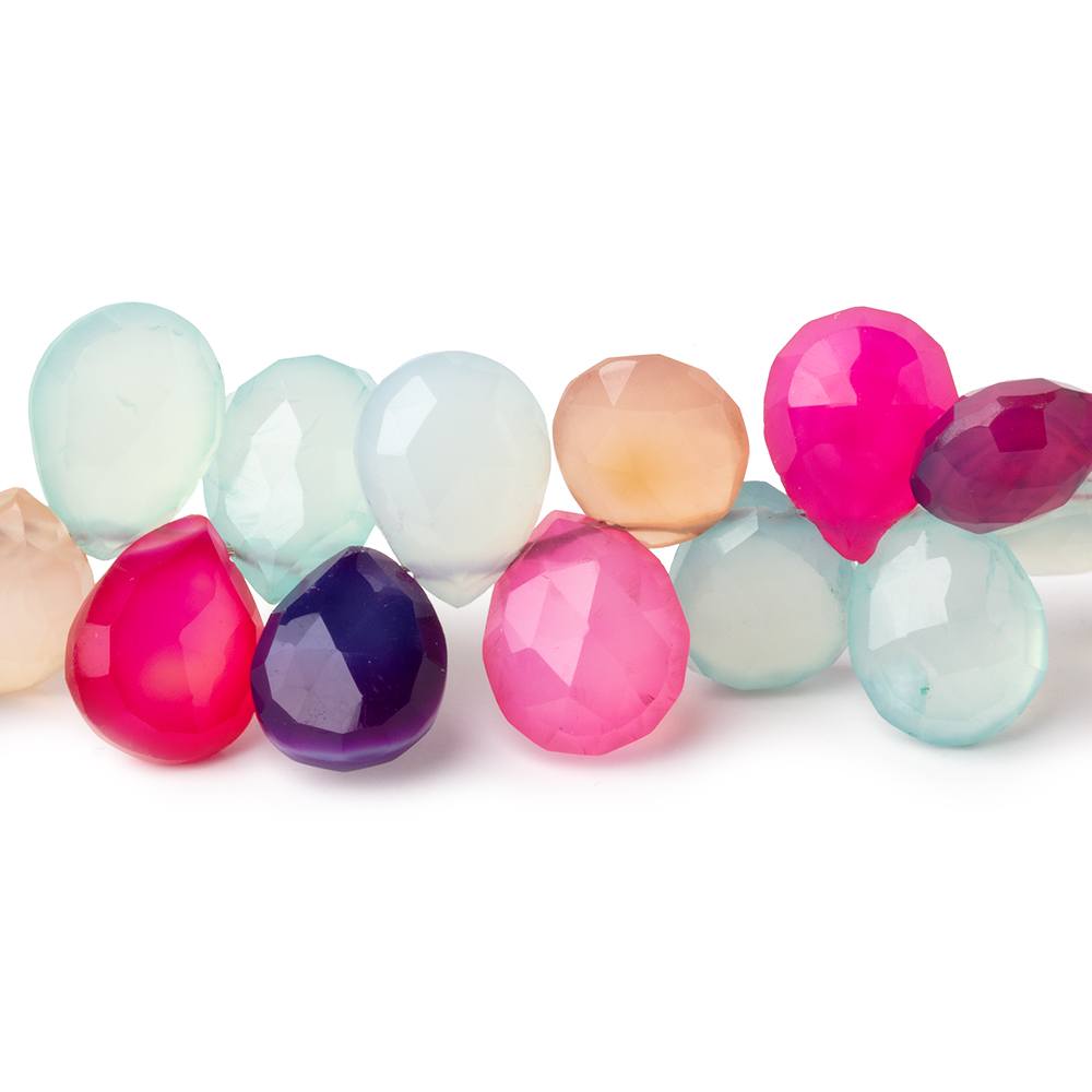 10x8 - 12x9mm Multi Color Chalcedony Faceted Pears 7.5 inch 46 Beads - Beadsofcambay.com