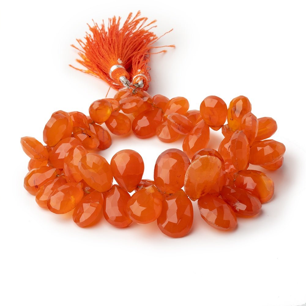 10x8 - 19x12mm Carnelian Faceted Pear Beads 8 inch 56 pieces - Beadsofcambay.com