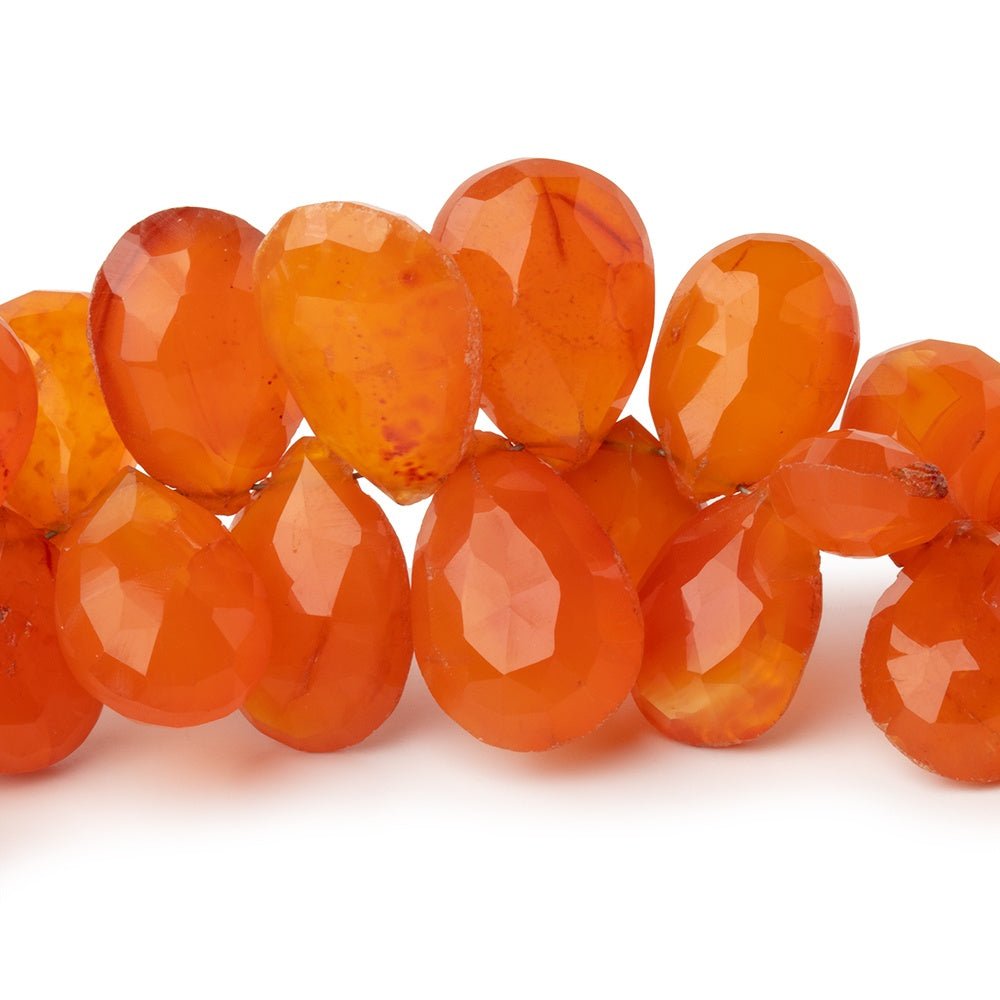 10x8 - 19x12mm Carnelian Faceted Pear Beads 8 inch 56 pieces - Beadsofcambay.com