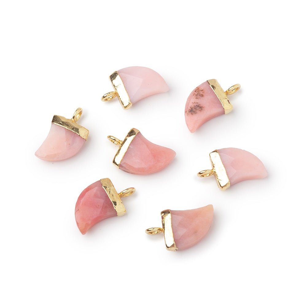 10x8mm Gold Leafed Pink Peruvian Opal Faceted Horn 1 Pendant - Beadsofcambay.com