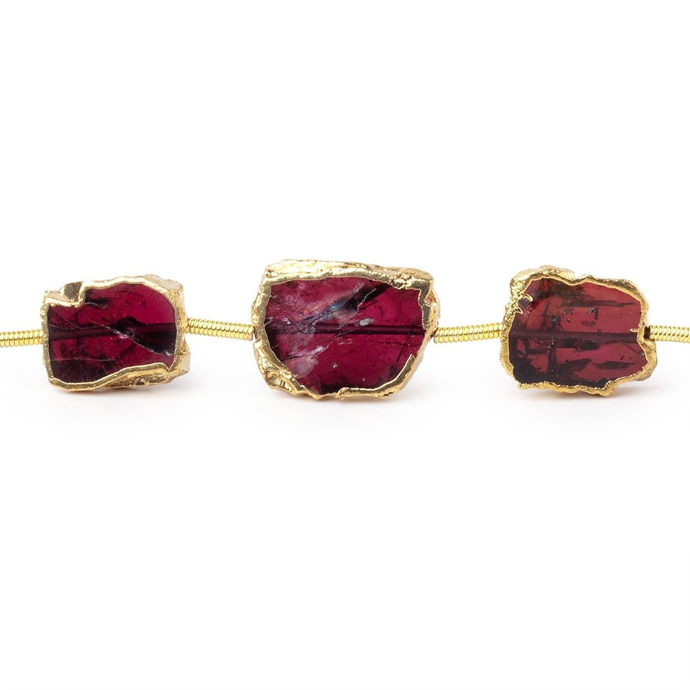 10x9 - 14x10mm Gold Leaf Garnet Plain Slice Strand 9 Beads - Beadsofcambay.com