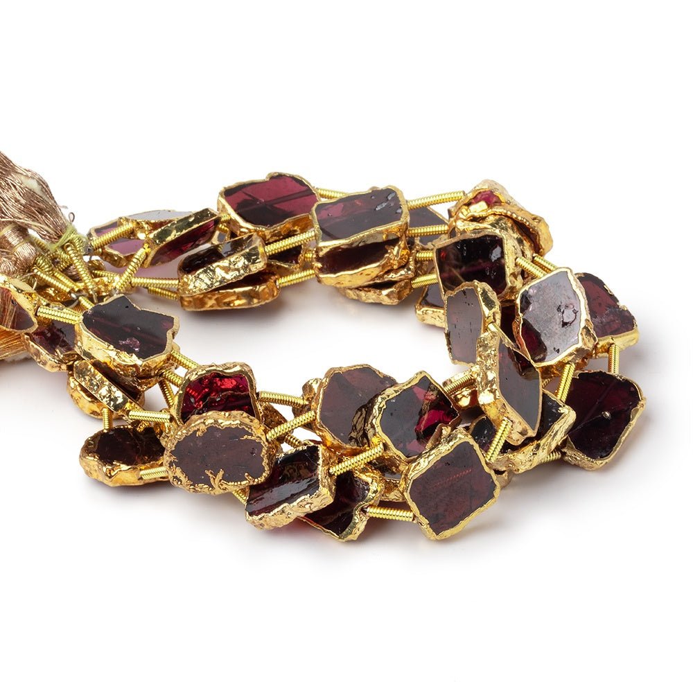 10x9 - 14x10mm Gold Leaf Garnet Plain Slice Strand 9 Beads - Beadsofcambay.com