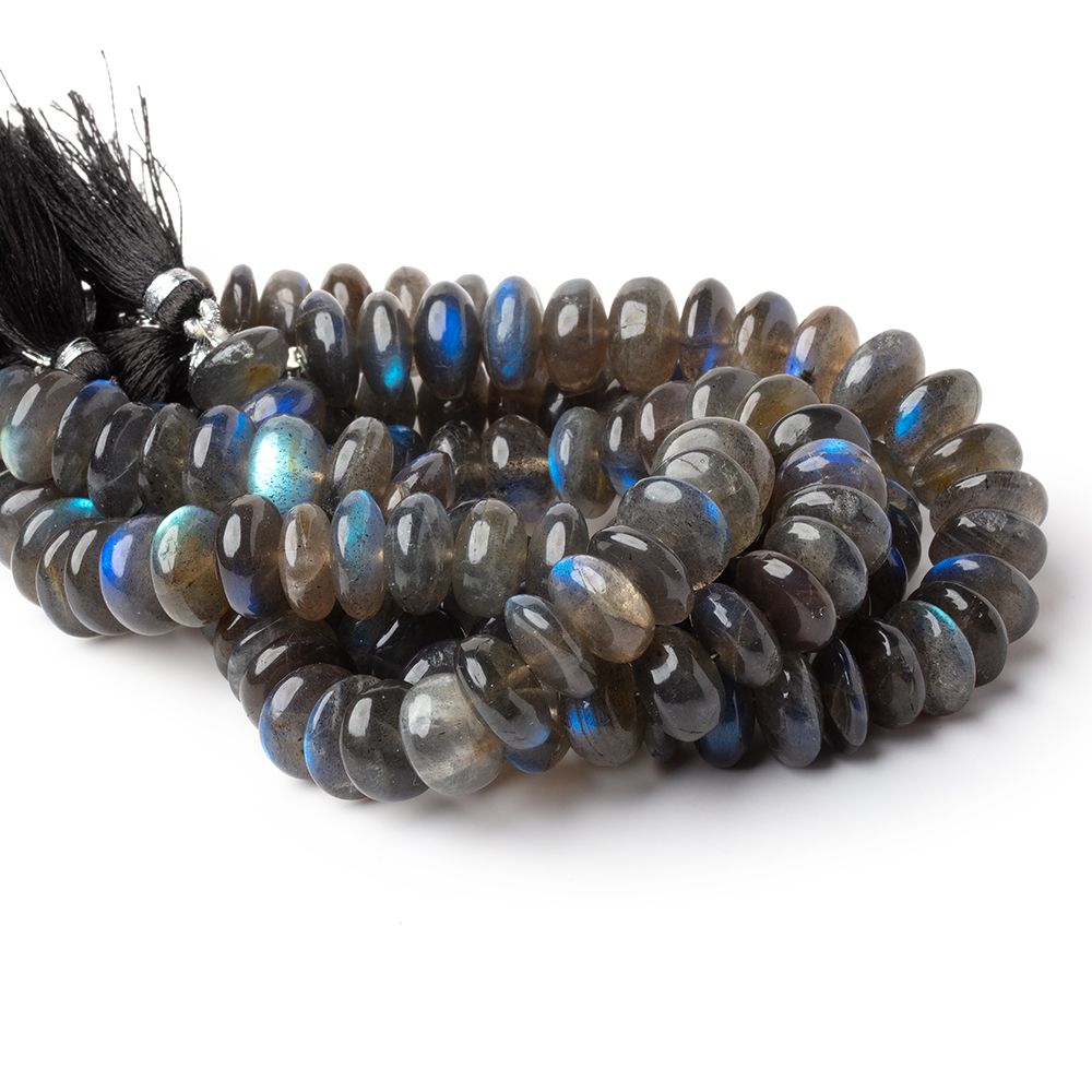 11 - 12mm Labradorite Plain Rondelle Beads 8 inch 30 pieces AA - Beadsofcambay.com