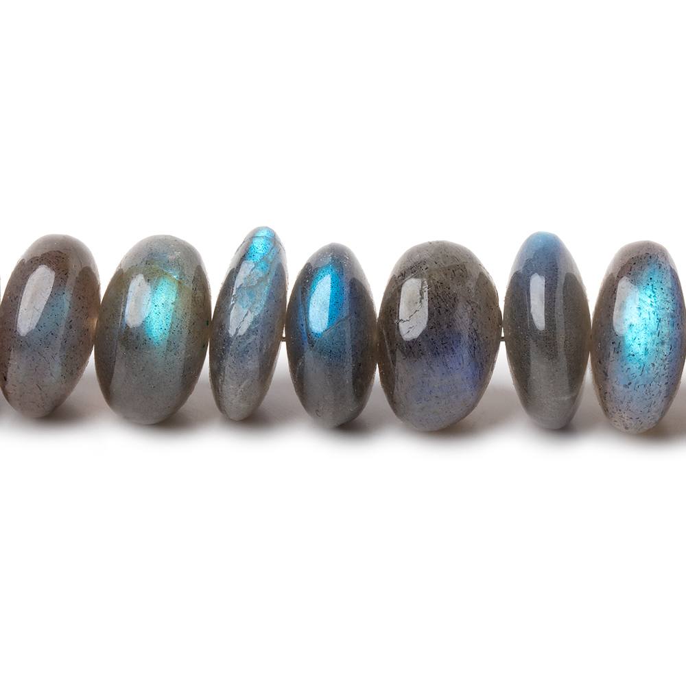 11 - 12mm Labradorite Plain Rondelle Beads 8 inch 30 pieces AA - Beadsofcambay.com