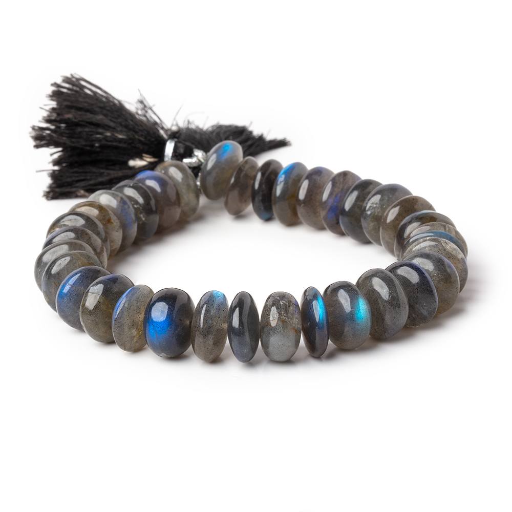 11 - 12mm Labradorite Plain Rondelle Beads 8 inch 32 pieces AA - Beadsofcambay.com