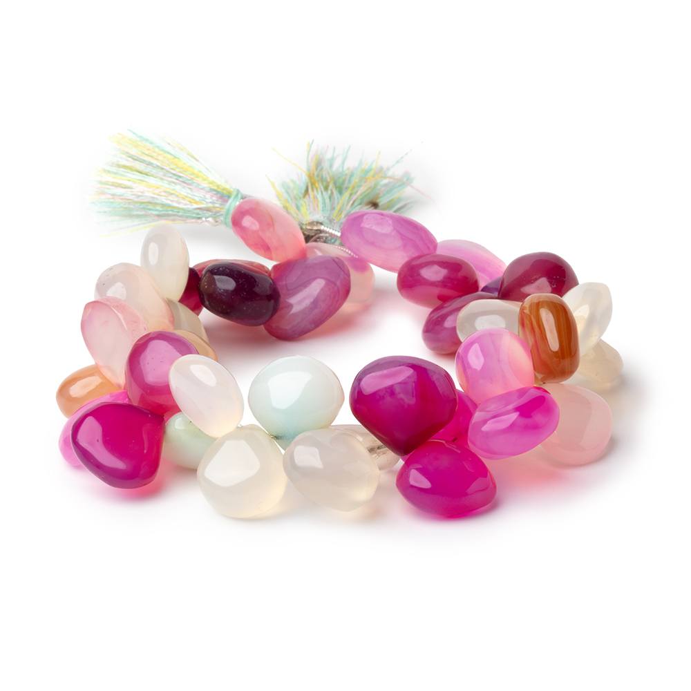 11 - 12mm Multi Color Chalcedony Plain Heart Beads 7.25 inch 39 pieces - Beadsofcambay.com