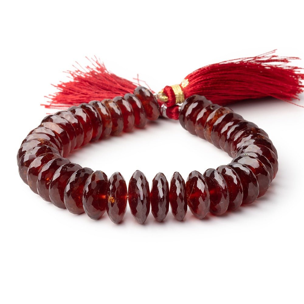 11 - 14mm Hessonite Garnet German Faceted Rondelle Beads 7.5 inch 40 pieces - Beadsofcambay.com