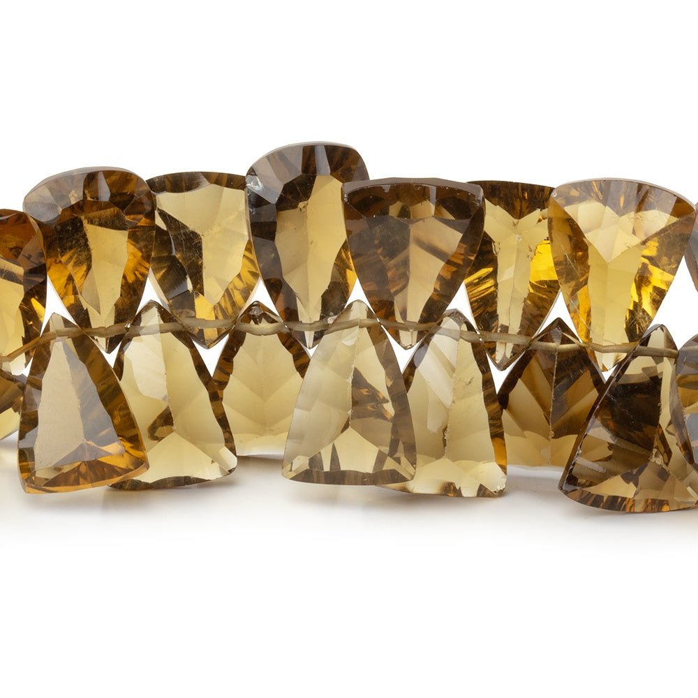 11 - 18mm Whiskey Quartz Concave Faceted Triangle 7 inch 50 Beads AAA - Beadsofcambay.com