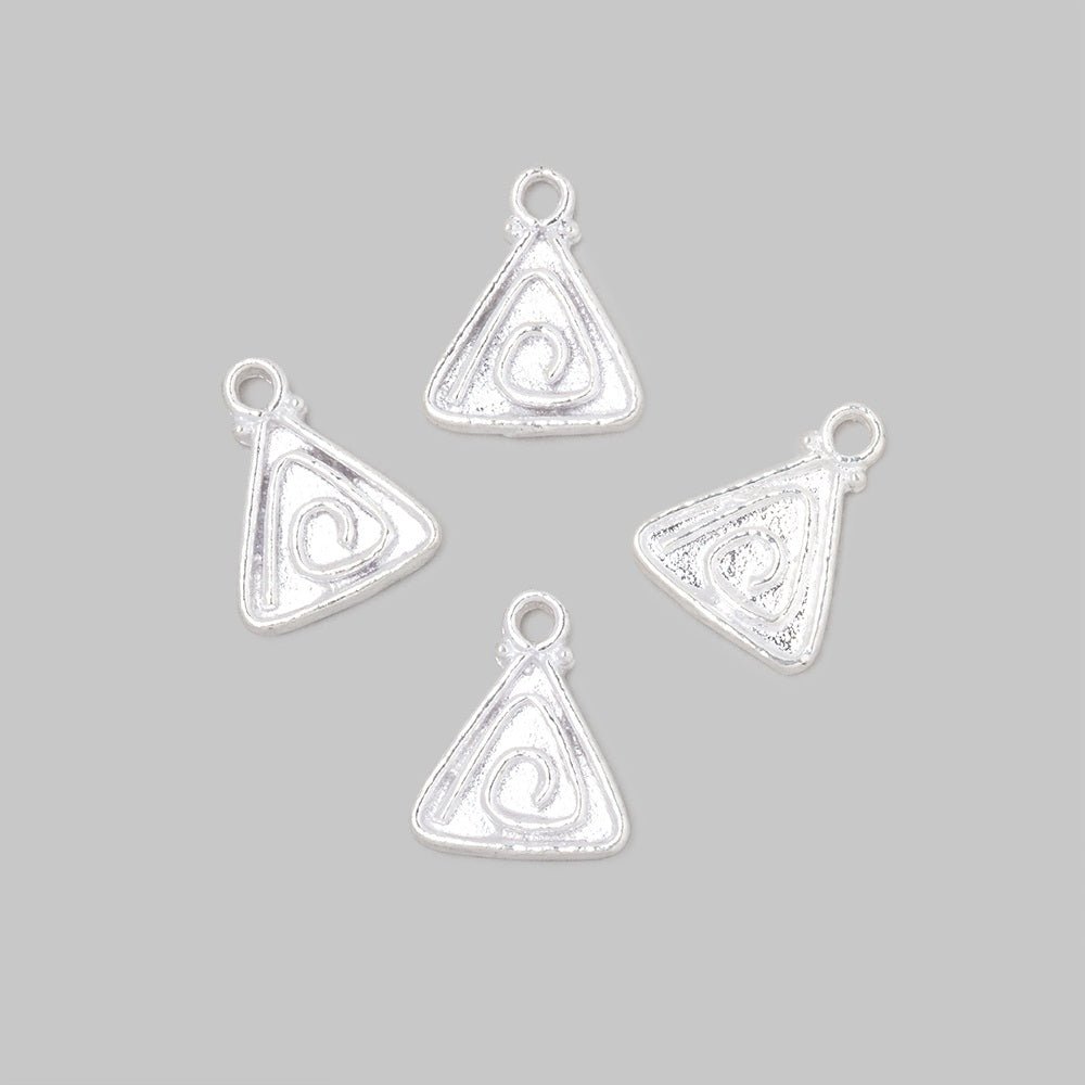 11mm Swirl Triangle Pendant Charm Set of 4 pieces - Beadsofcambay.com