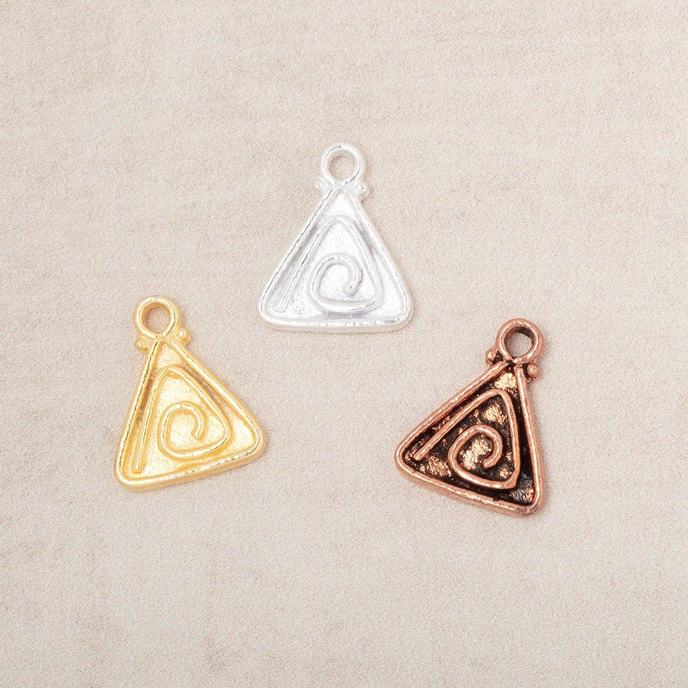 11mm Swirl Triangle Pendant Charm Set of 4 pieces - Beadsofcambay.com