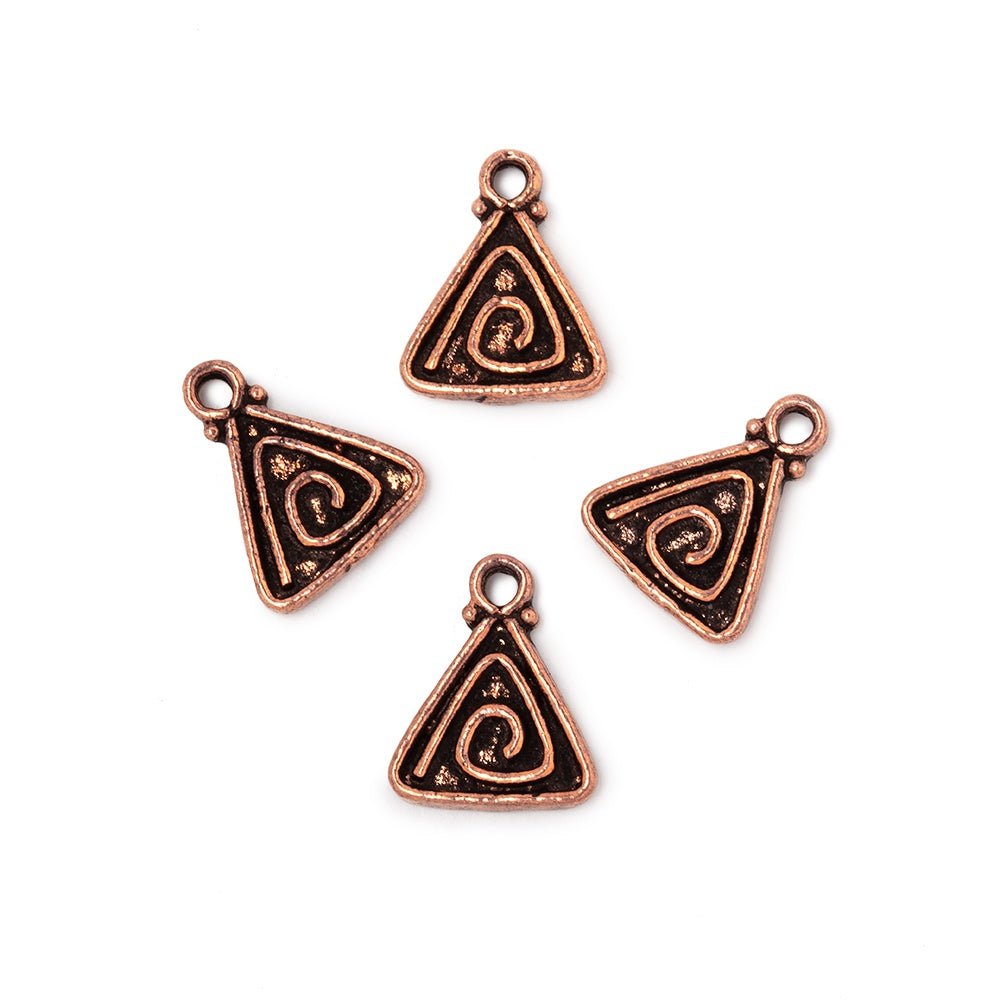 11mm Swirl Triangle Pendant Charm Set of 4 pieces - Beadsofcambay.com