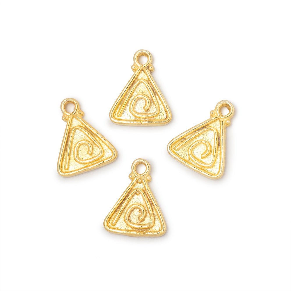 11mm Swirl Triangle Pendant Charm Set of 4 pieces - Beadsofcambay.com