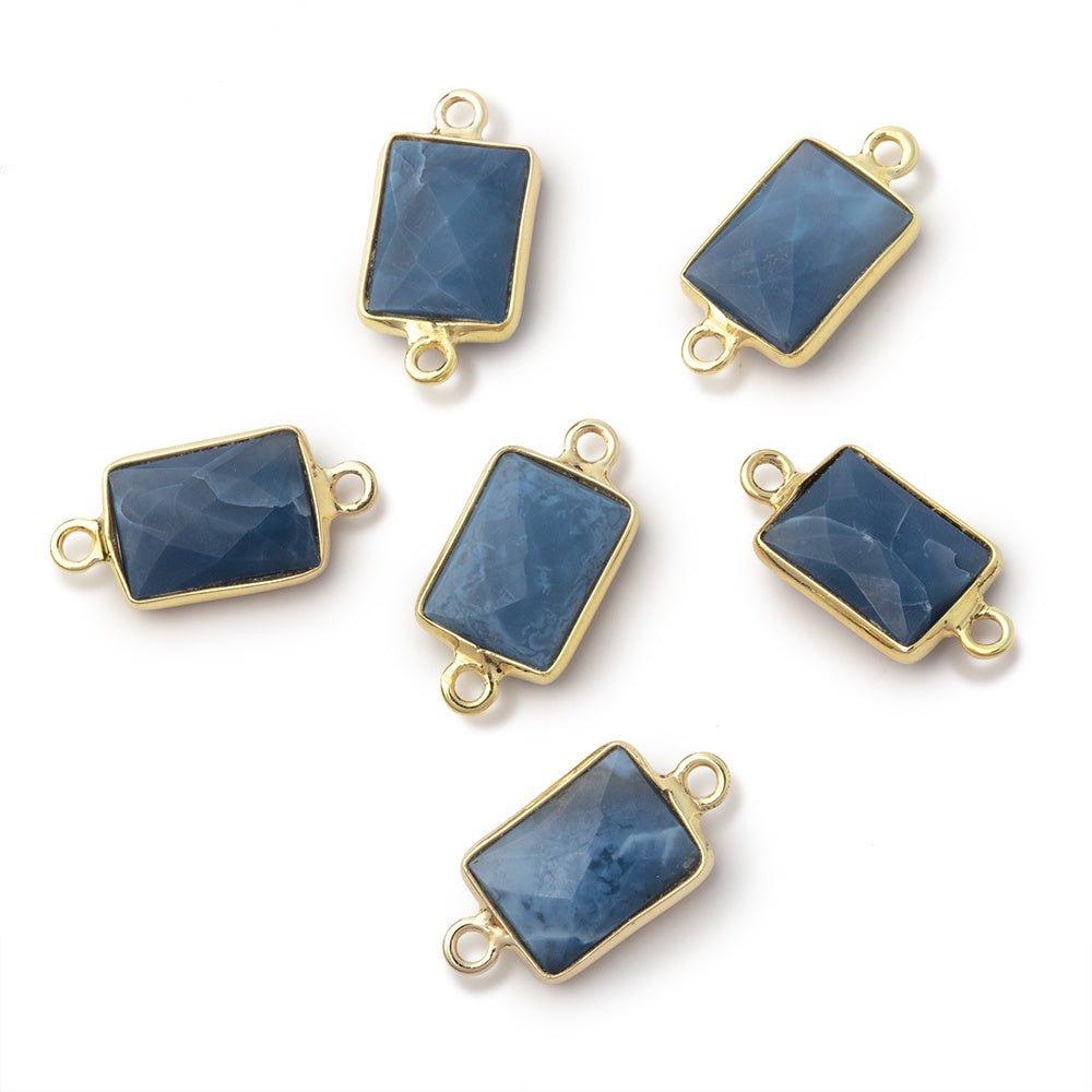 11x8mm Vermeil Bezel Owyhee Blue Opal Faceted Rectangle 1 Connector - Beadsofcambay.com