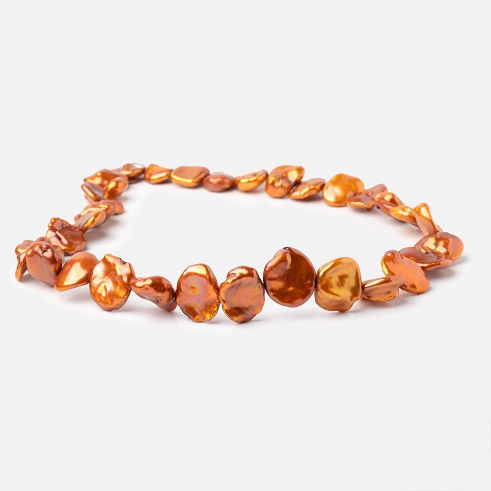 11x9 - 13.5x12mm Burnt Orange Keshi Freshwater Pearls 15.5 inch 38 Beads AA - Beadsofcambay.com