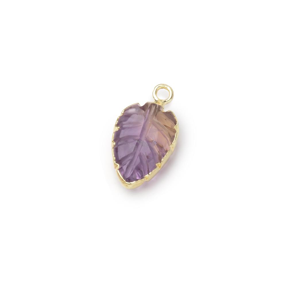 12-14mm Gold Leafed Ametrine Carved Leaf Focal 1 piece - Beadsofcambay.com