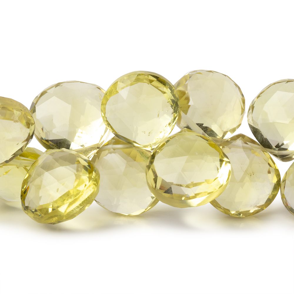 12 - 14mm Lemon Quartz Faceted Heart Beads 7.5 inch 33 Beads AAA - Beadsofcambay.com