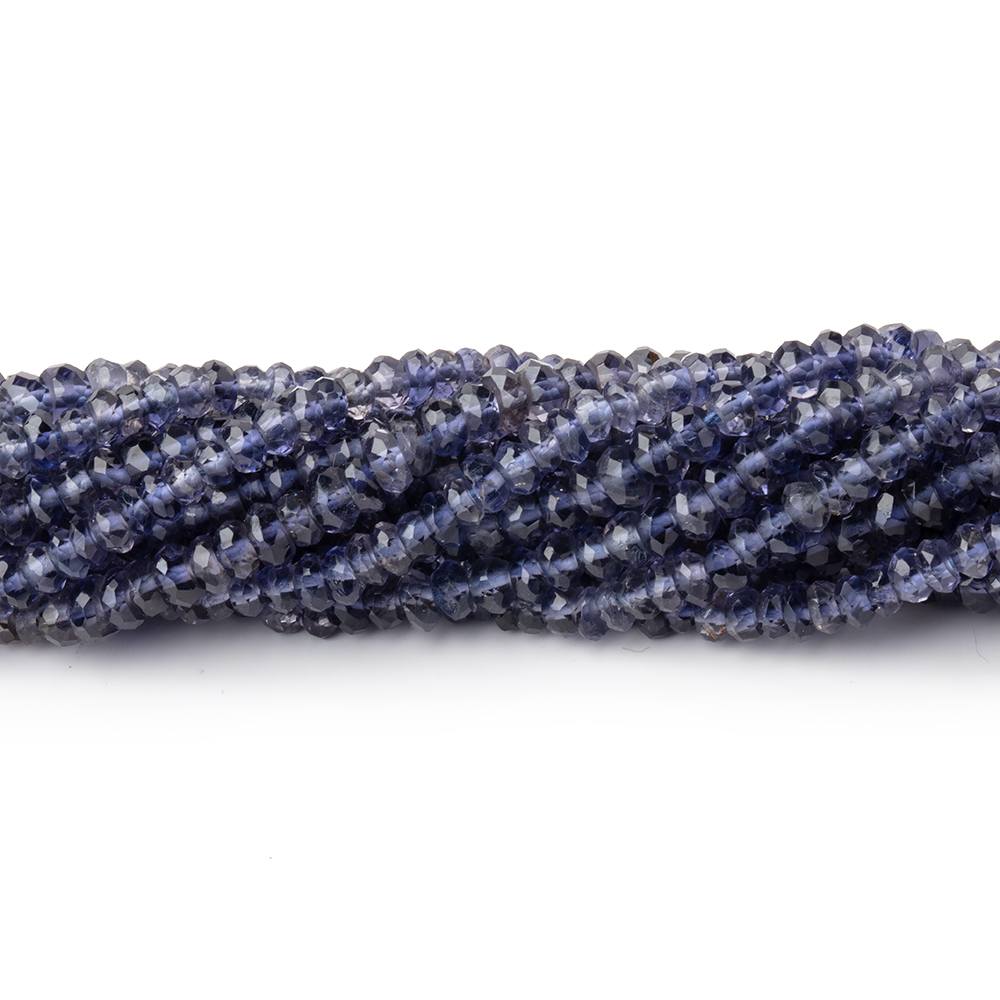 3mm Iolite faceted rondelle beads 13 inch 168 pieces AA Grade - BeadsofCambay.com