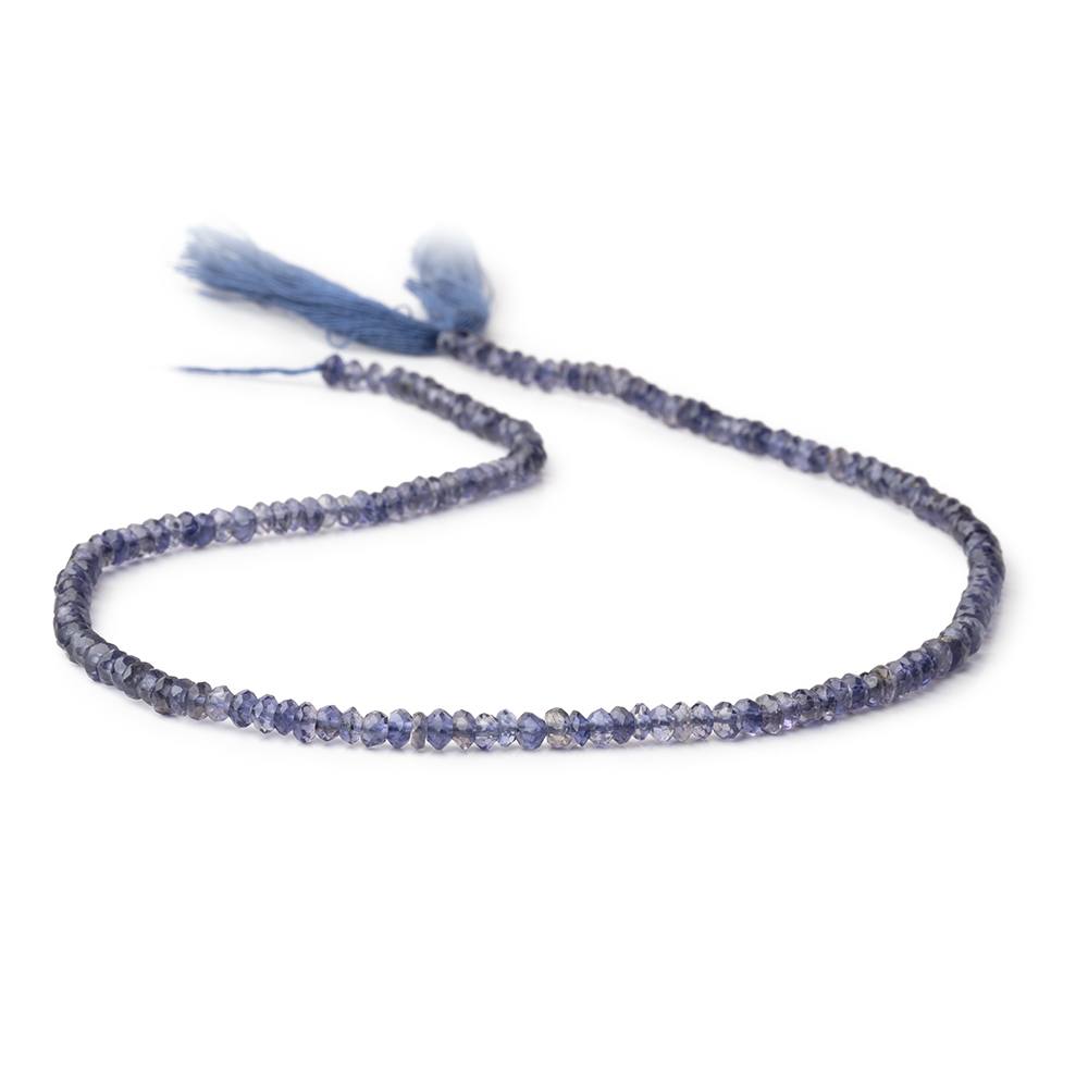 3mm Iolite faceted rondelle beads 13 inch 168 pieces AA Grade - BeadsofCambay.com