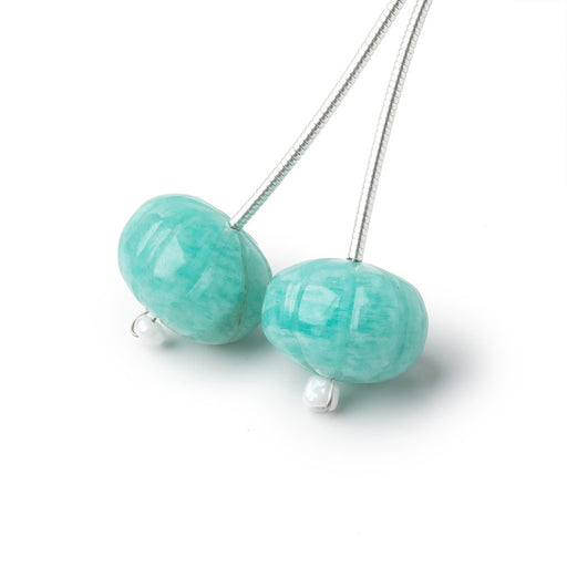 12.5mm Amazonite Carved Melon Focals Set of 2 Beads - Beadsofcambay.com