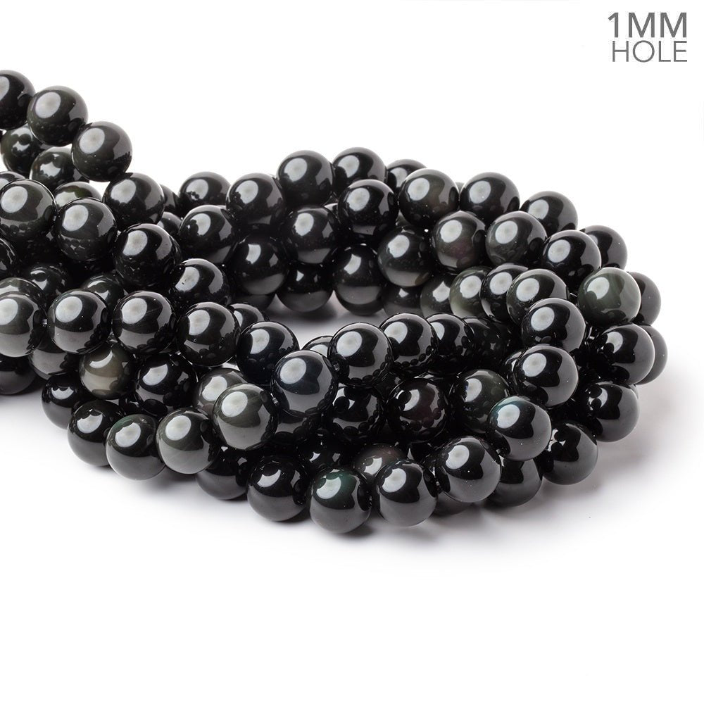 12.5mm Rainbow Obsidian Plain Round 16 inch 33 Beads 1mm Hole A - Beadsofcambay.com