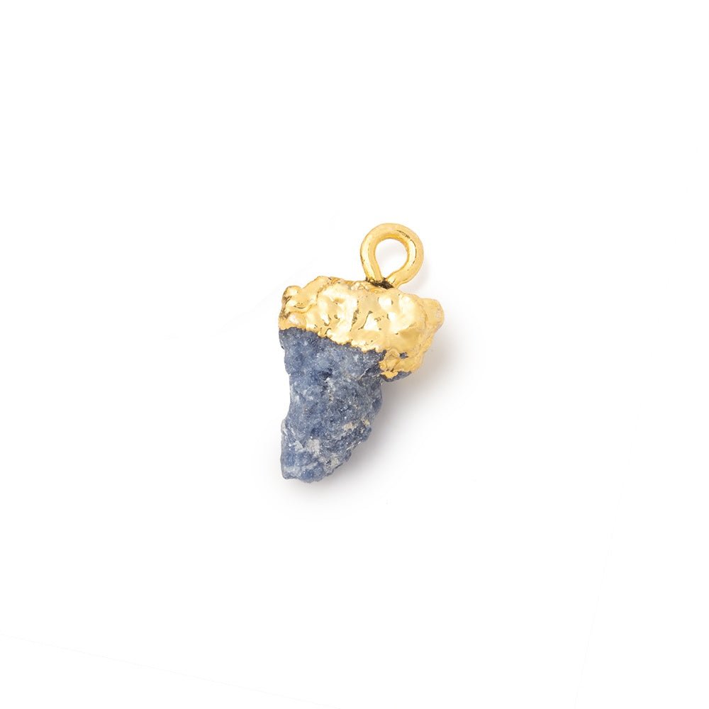 12.5x9mm Gold Leafed Blue Jammu Sapphire Natural Crystal 1 Pendant - Beadsofcambay.com