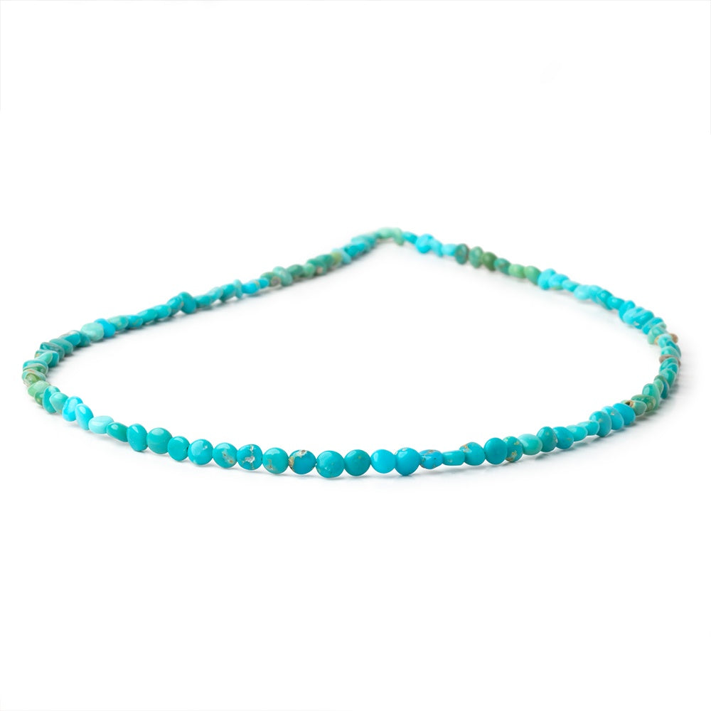 4mm Sleeping Beauty Turquoise Plain Coin beads 16 inch 108 pieces - BeadsofCambay.com