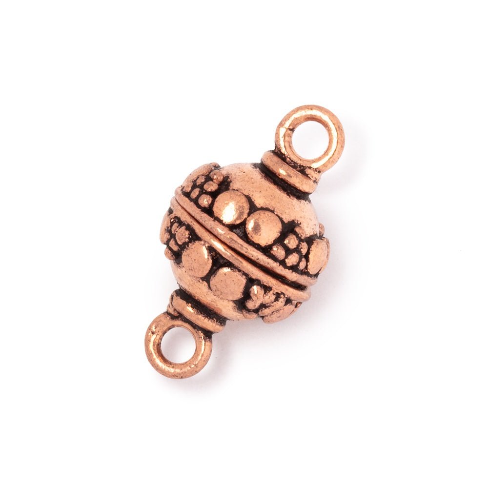 12mm Antiqued Copper Dotted Design Magnetic Clasp Set of 2 - Beadsofcambay.com