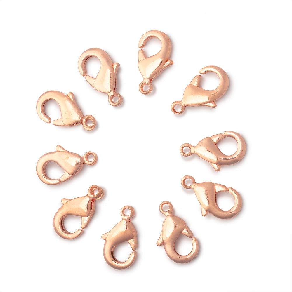 12mm Copper Lobster Clasp 10 pieces - Beadsofcambay.com