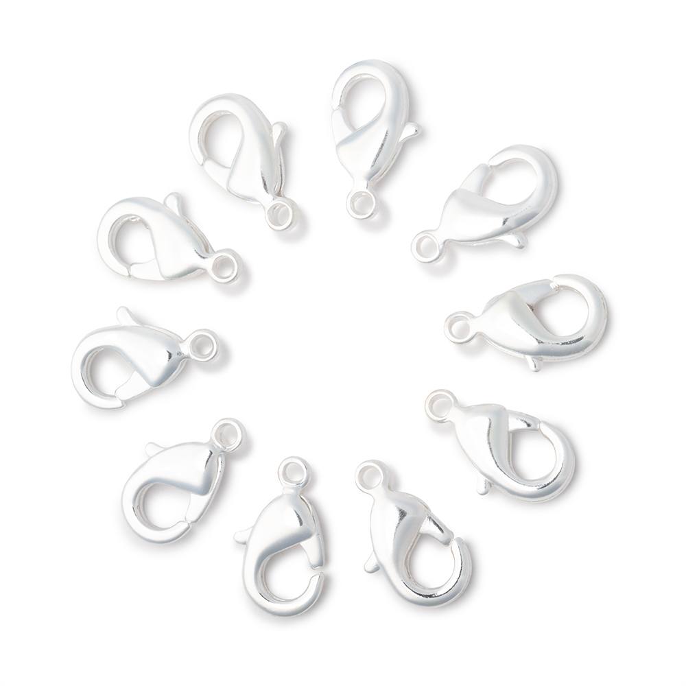 12mm Shiny Lobster Clasp Set of 10 Pieces - Beadsofcambay.com