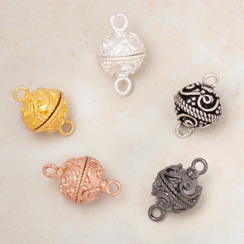 12mm Swirl Design Magnetic Clasp 1 piece - Beadsofcambay.com