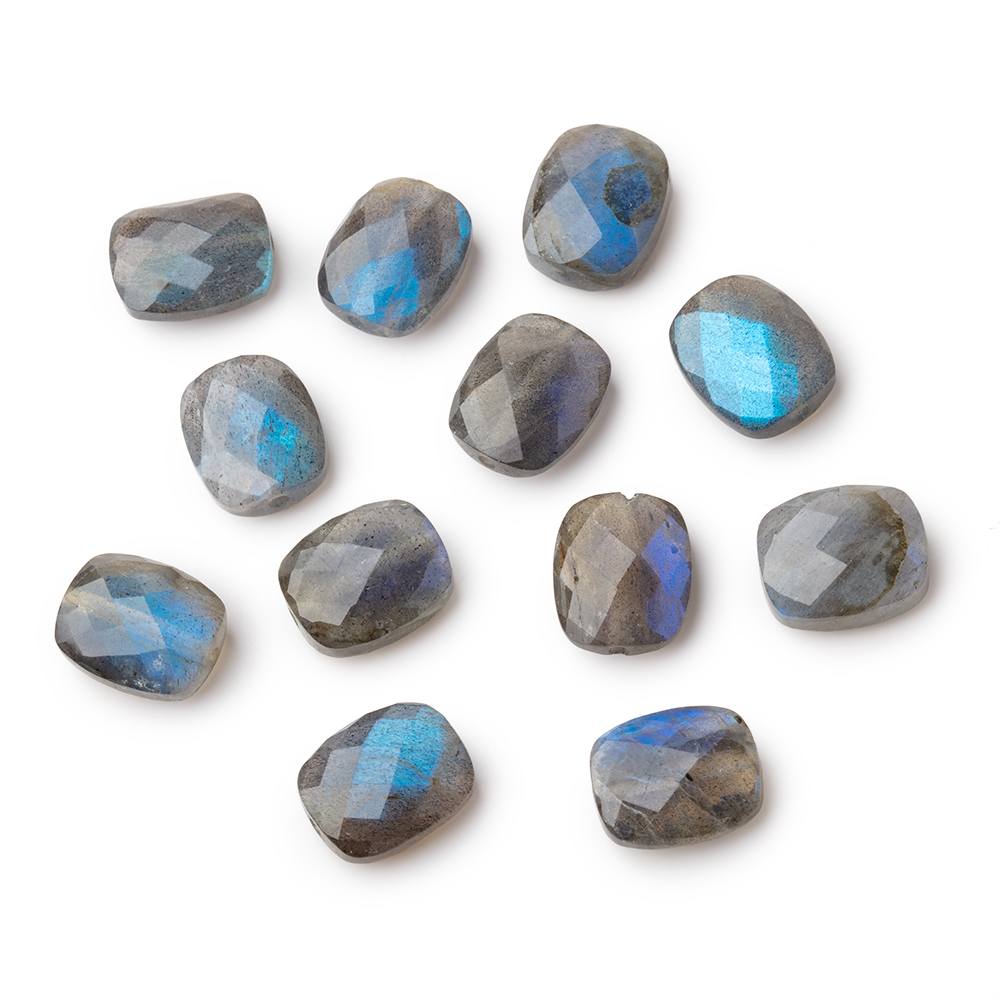 12x10mm Labradorite Faceted Rectangle Focal Beads Set of 2 AA 1mm hole - Beadsofcambay.com