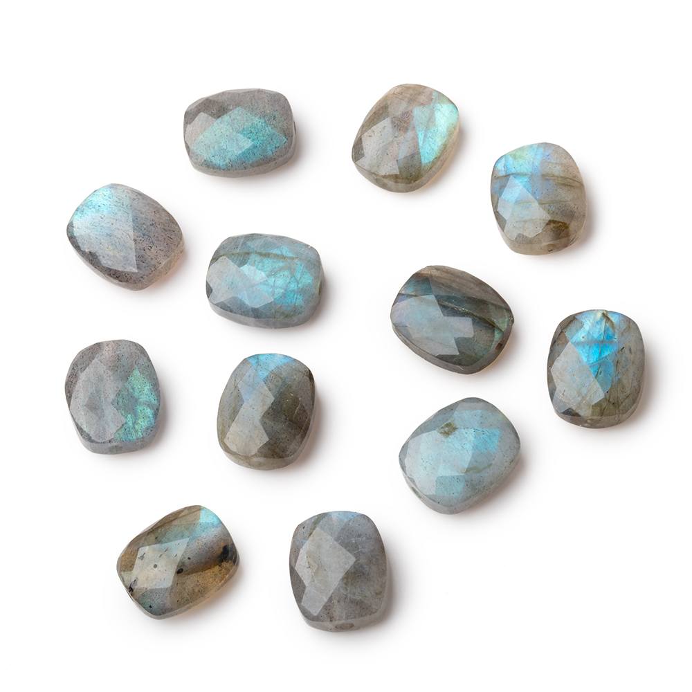 12x10mm Labradorite Faceted Rectangle Focal Set of 2 Beads AA 1mm hole - Beadsofcambay.com