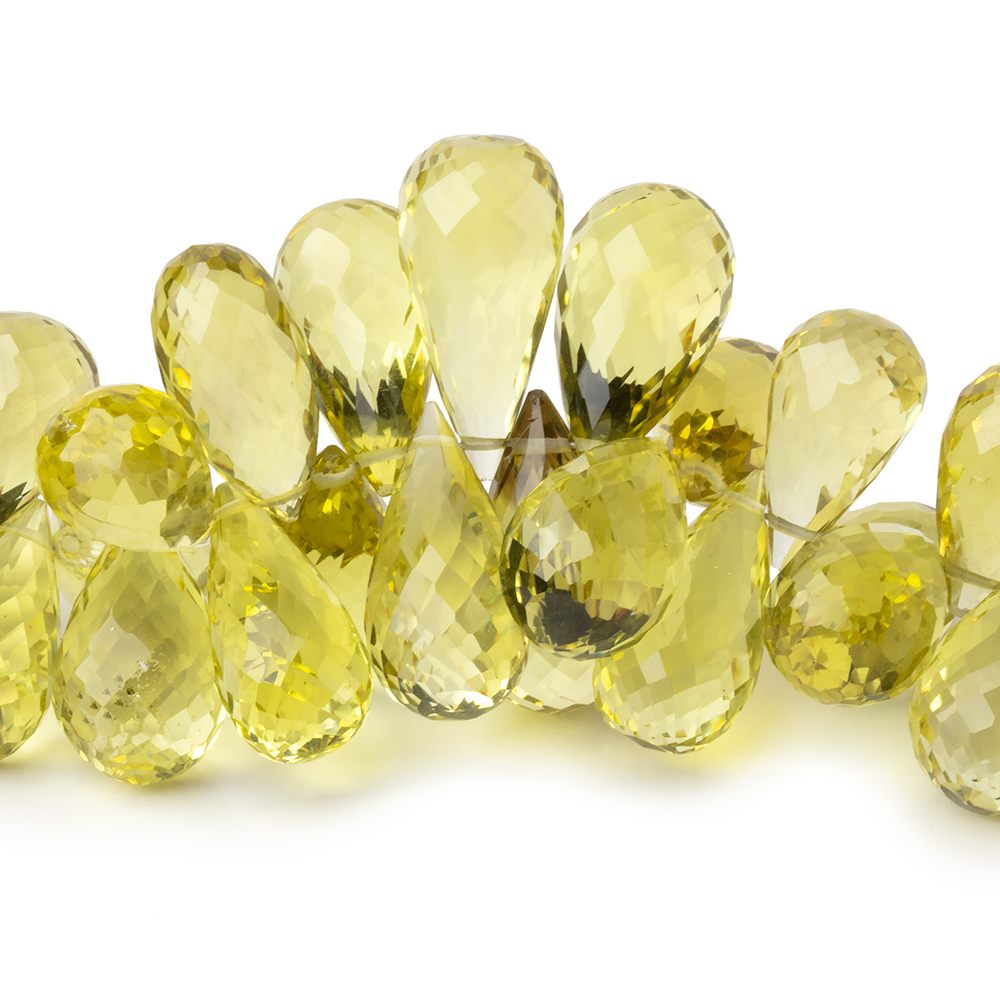 12x7.5 - 18x9mm Lemon Quartz Faceted Tear Drop 7.5 inch 58 Beads AAA - Beadsofcambay.com