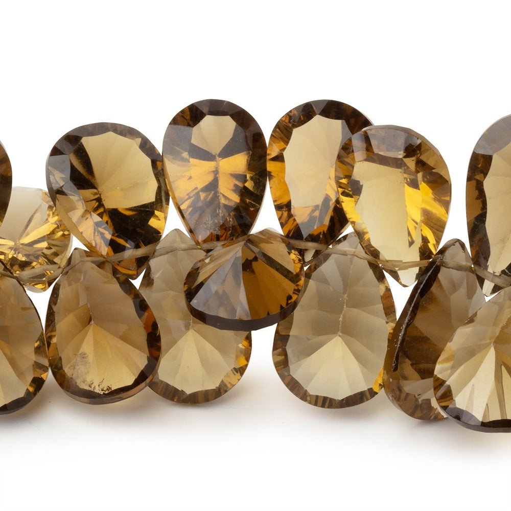 13 - 17mm Whiskey Quartz Concave Faceted Pear 7.5 inch 49 Beads AAA - Beadsofcambay.com