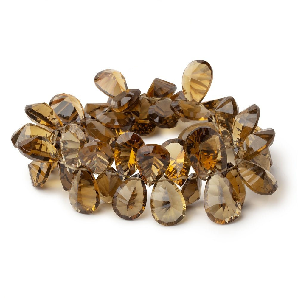 13 - 17mm Whiskey Quartz Concave Faceted Pear 7.5 inch 49 Beads AAA - Beadsofcambay.com