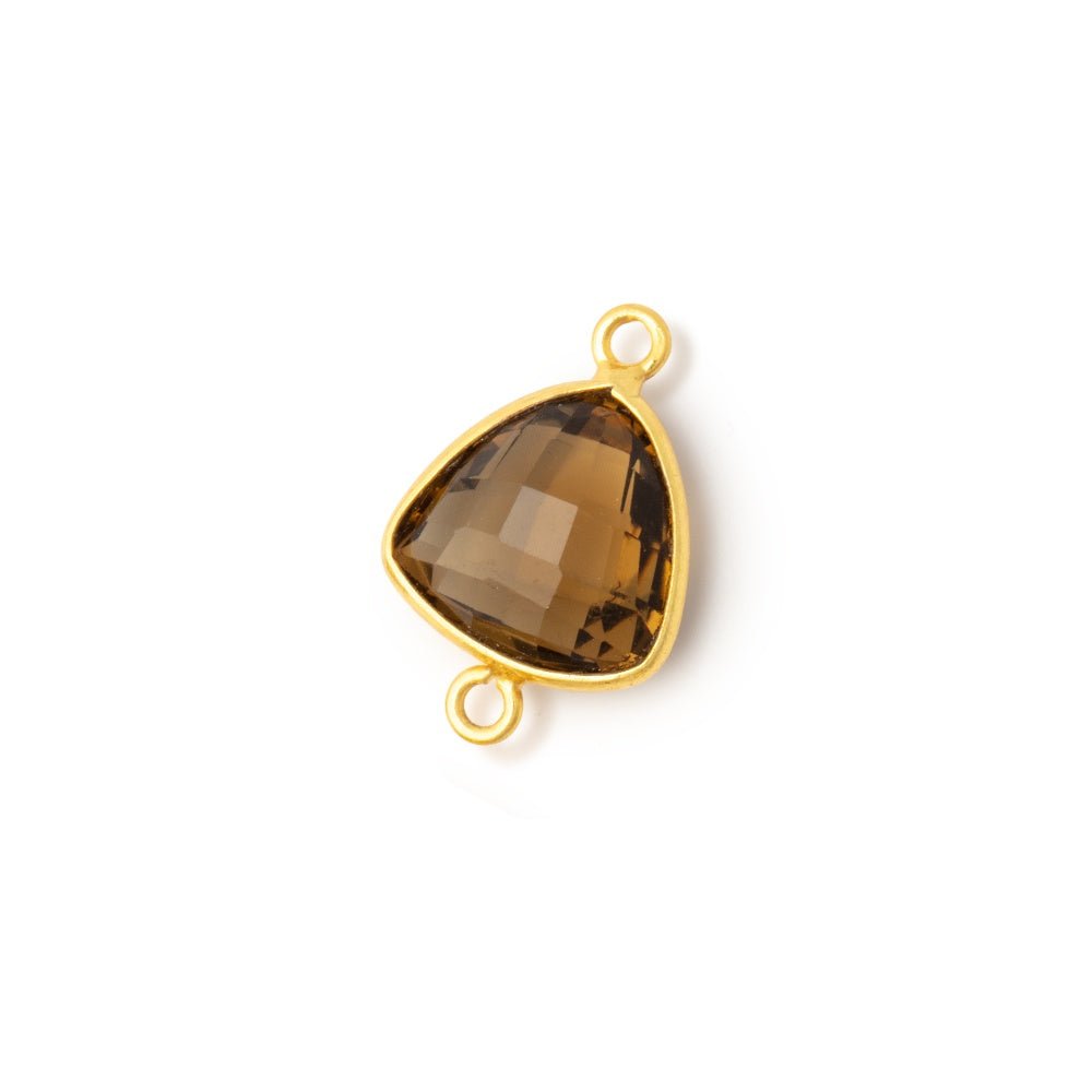 13mm Vermeil Bezel Whiskey Quartz Faceted Trillion Connector 1 piece - Beadsofcambay.com