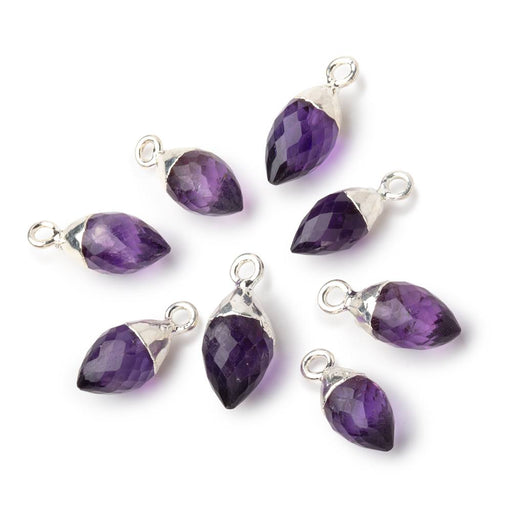 13x6 - 15x8mm Silver Leafed Amethyst Faceted Marquise Pendant 1 piece - Beadsofcambay.com