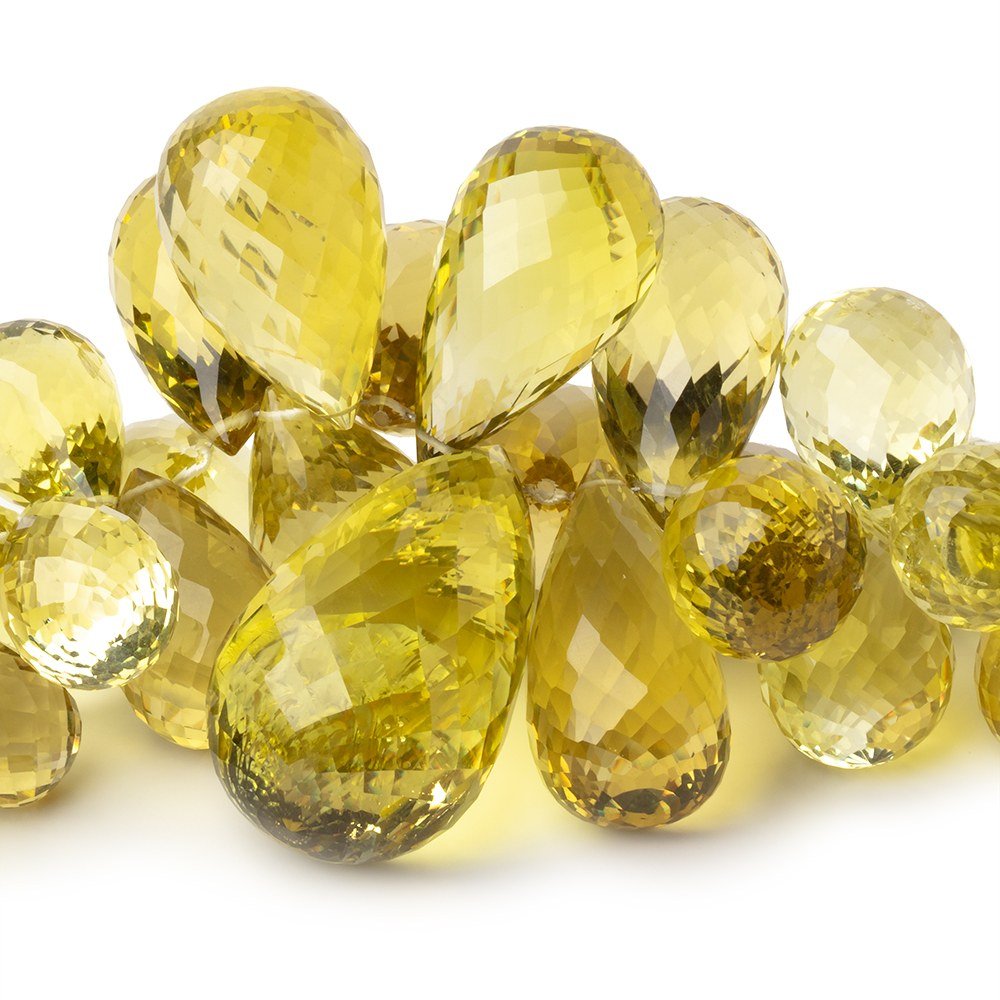 13x9 - 36x21mm Lemon Quartz Faceted Tear Drop 8 inch 50 Beads AA - Beadsofcambay.com