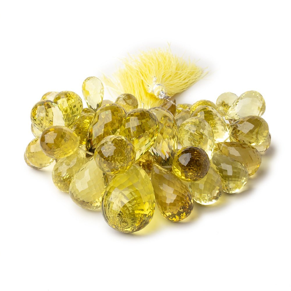 13x9 - 36x21mm Lemon Quartz Faceted Tear Drop 8 inch 50 Beads AA - Beadsofcambay.com