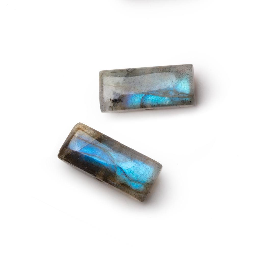 14x6mm Labradorite Plain Rectangle Focal Set of 2 Beads - Beadsofcambay.com